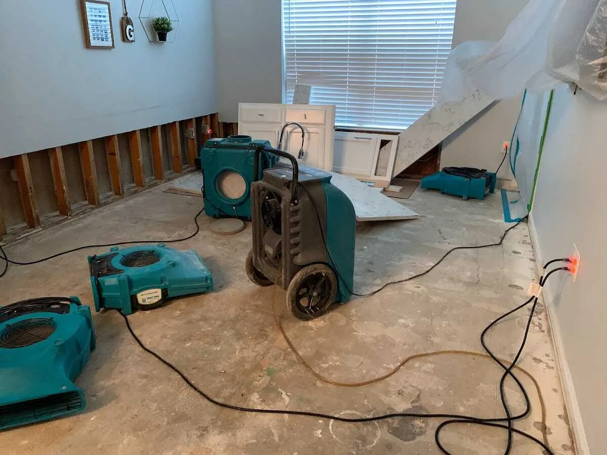 Dehumidifier in flood-cut room for Water Damage Restoration in Pell City